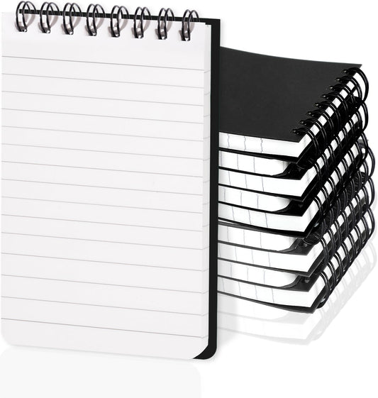Thboxes 8 Pack Pocket Notebooks, 3 X 5 Spiral Notepads, Black