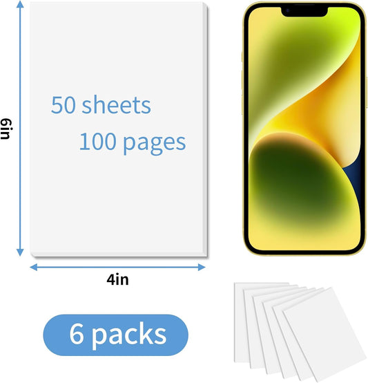 Hoiny 6 Pack Note Pads 4x6, Blank Server Notepad, Small Memo Scratch Paper
