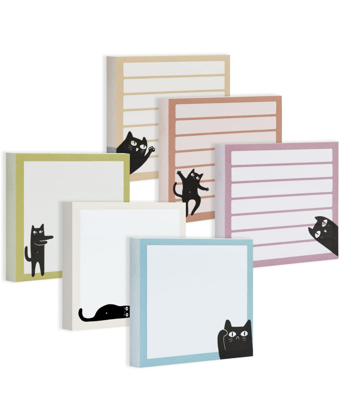 Mr. Pen- Black Cat Sticky Notes Set, 3" x 3", 6 Pads, 480 Sheets | Black Cat Sticky Notes, Memo Pads, Self-Stick Note Pad for Office, School, Home, Study & Organization