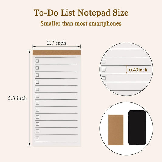 Newkita 3 Pack Daily To Do List Notepad, 2.7x 5.3 Inch Pocket Notepad, Lined Paper for Wish List, Memo Pad, School Supplies, Grocery List, Meal Planning, Study Tasks - 50 Sheets per Pad