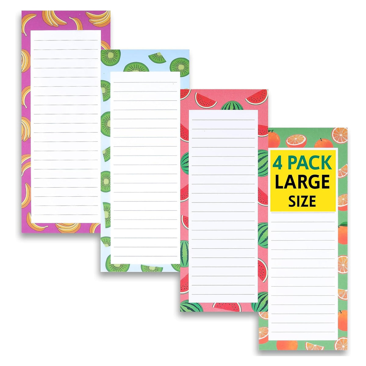 Magnetic Notepads for Refrigerator, 4 Pack Large Grocery List, Fruit