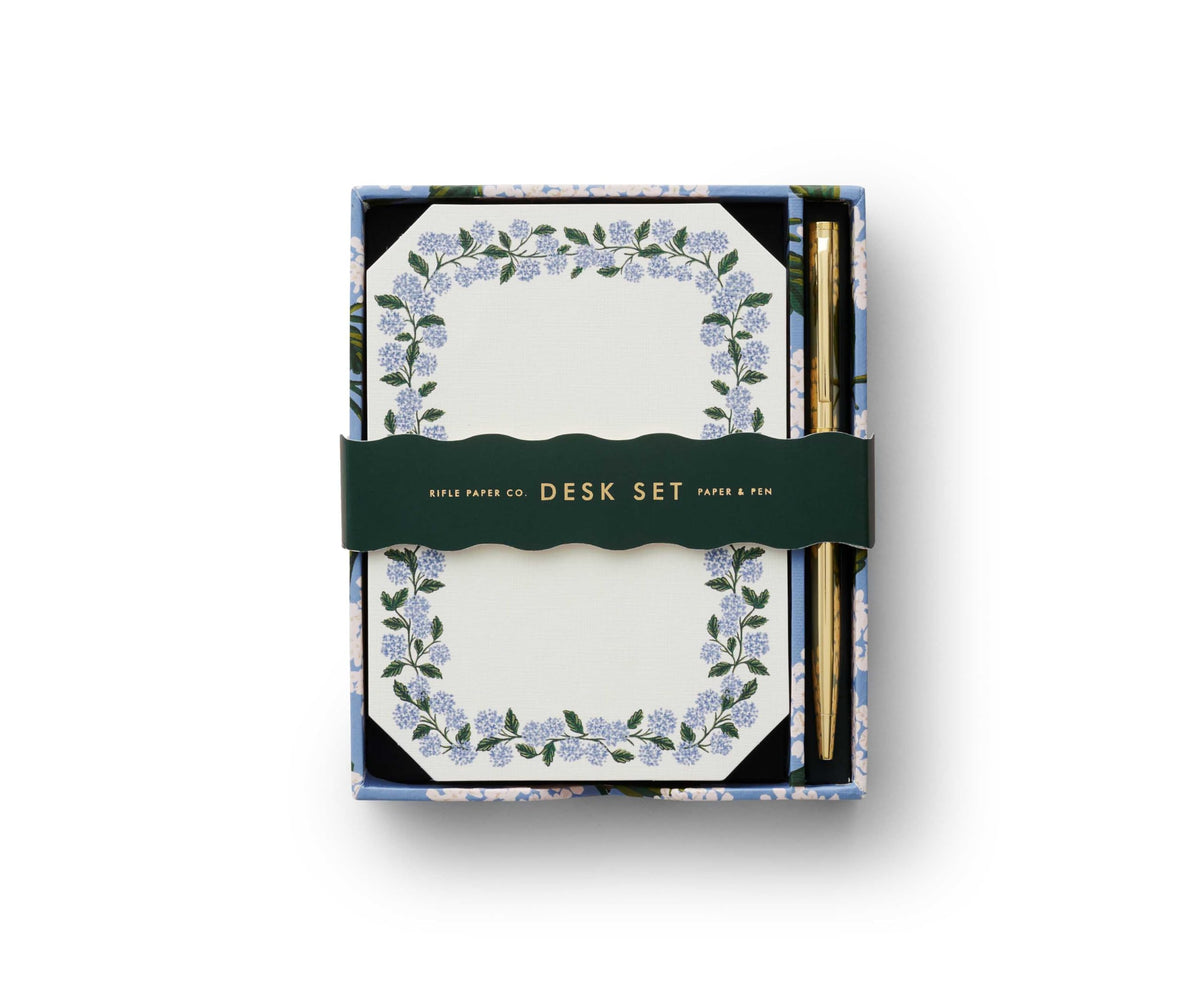 RIFLE PAPER CO. Hydrangea Note Writing Set, Pretty Desktop Stationery Box