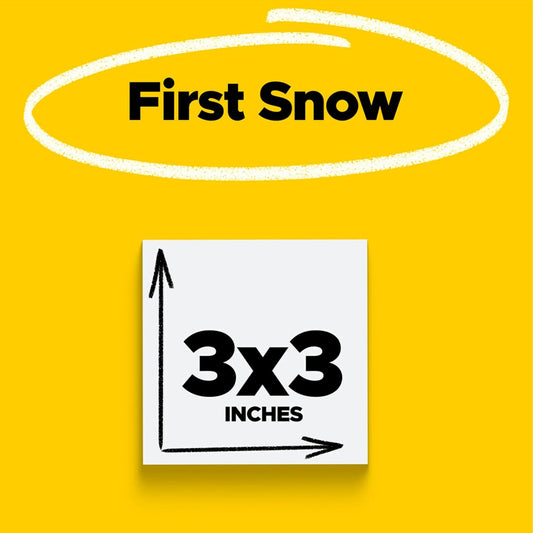 Post-it Super Sticky Notes, 5 Sticky Note Pads, 3 x 3 in., School Supplies, Office Products, for Vertical Surfaces, Monitors, Walls and Windows, First Snow White