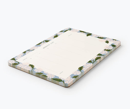 RIFLE PAPER CO. Hydrangea Weekly Desk Pad, Full-Color Floral Illustration