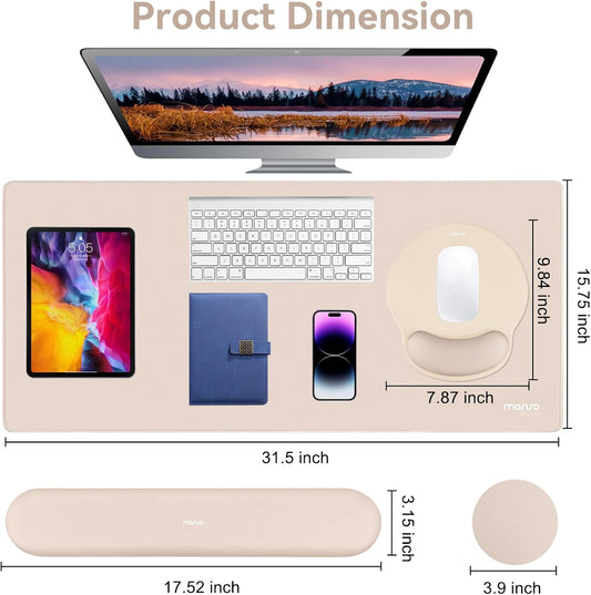 MOSISO Wrist Rest for Mouse Pad Set, Large Gaming Deskpad, Apricot