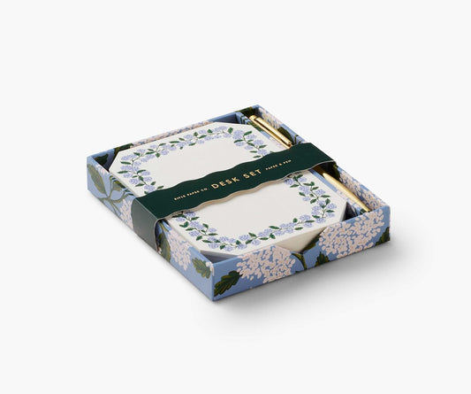 RIFLE PAPER CO. Hydrangea Note Writing Set, Pretty Desktop Stationery Box