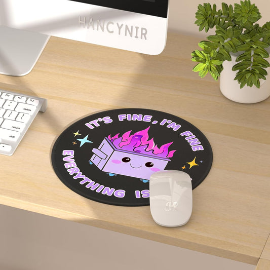 Hancynir Funny Mouse Pad for Desk, Cute Dumpster on Fire Round Mousepad