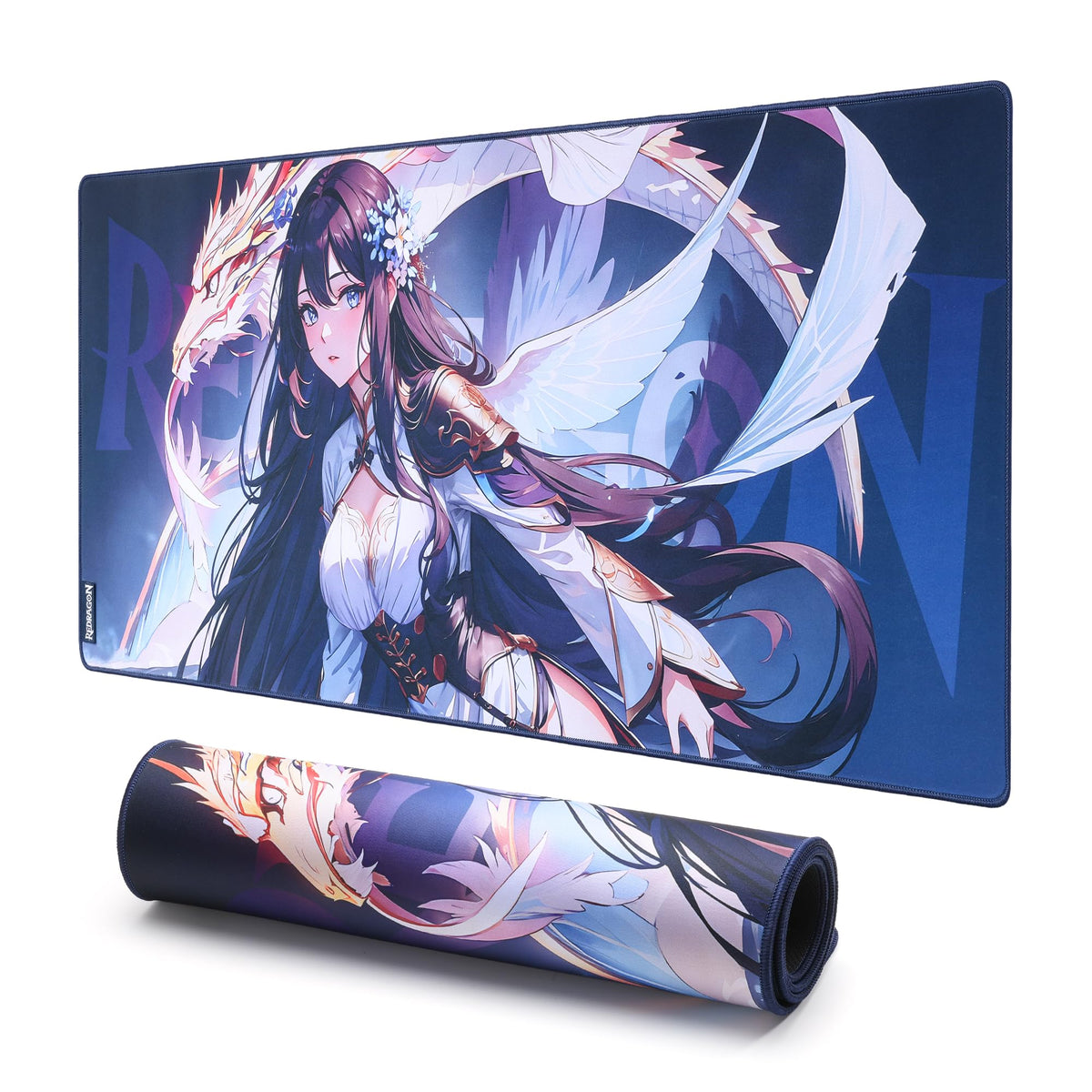 Redragon EISA P047L Anime Gaming Mouse Pad - Smooth Spandex Surface, Anti-Slip Rubber Base, Spill-Resistant, Durable 5mm Thick Design, 35 x 16 inches, Black