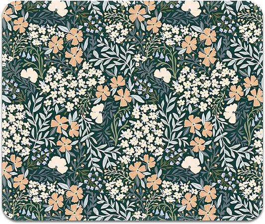 FROGIGO Mouse Pad with Stitched Edges - Cute Floral Mousepad for Women, 9.25 x 7.75 inch Washable Square Desk Pad, Non-Slip Rubber Base, Office Home Laptop Accessories - Vintage Garden