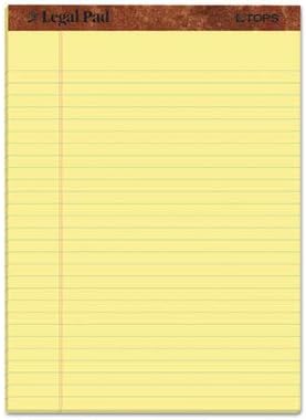 TOPS 8.5 x 11.75 Legal Pads, 12 Pack, The Legal Pad Brand, Wide Ruled, Yellow Paper, 50 Sheets Per Writing Pad, Made in the USA (7532)