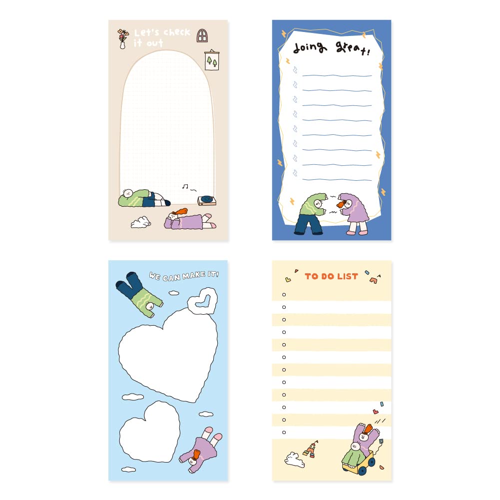 Monolike Memopad Smoothie Ver.3 design SET - 4 Packs, 4 Different Designs, 100 Sheets Per Pad, Total 400 Sheets, Note pads, Writing pads