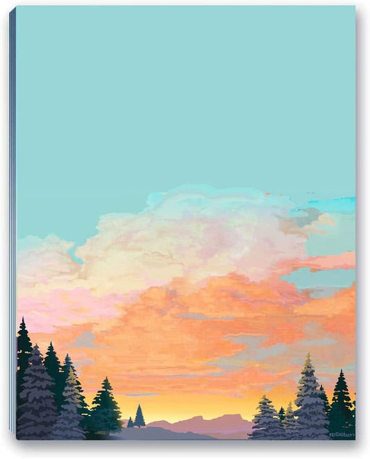 Stonehouse Collection Mountian Notepads - 4 Assorted Nature Scenes Notepads - Mountain Sunests - Shopping List, Teachers, Home, Office, Small Gift -