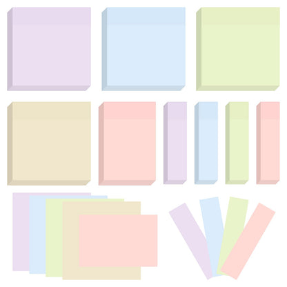 BAYTORY 6 Pads Soft Pastel Sticky Notes, Memo Sticky Note, Colorful Self-Stick Note Easy to Post for Office School Home Study (3x3 & 3x2 & 3x0.7 Inch)