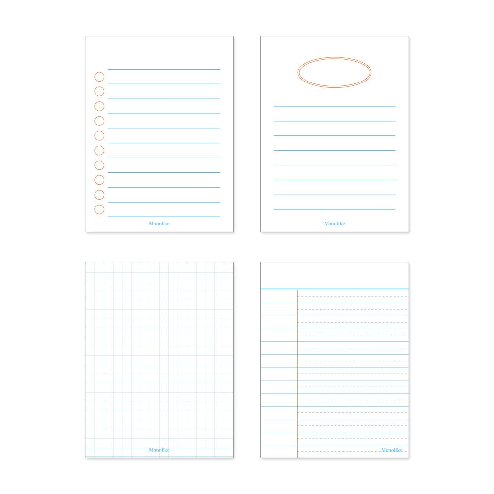 Monolike Memopad Smoothie Ver.3 design SET - 4 Packs, 4 Different Designs, 100 Sheets Per Pad, Total 400 Sheets, Note pads, Writing pads