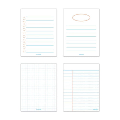 Monolike Memopad Smoothie Ver.3 design SET - 4 Packs, 4 Different Designs, 100 Sheets Per Pad, Total 400 Sheets, Note pads, Writing pads