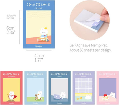 Monolike Gureum's Daily Life Sticky-it - 6p Set Self-Adhesive Memo Pad 50 Sheets