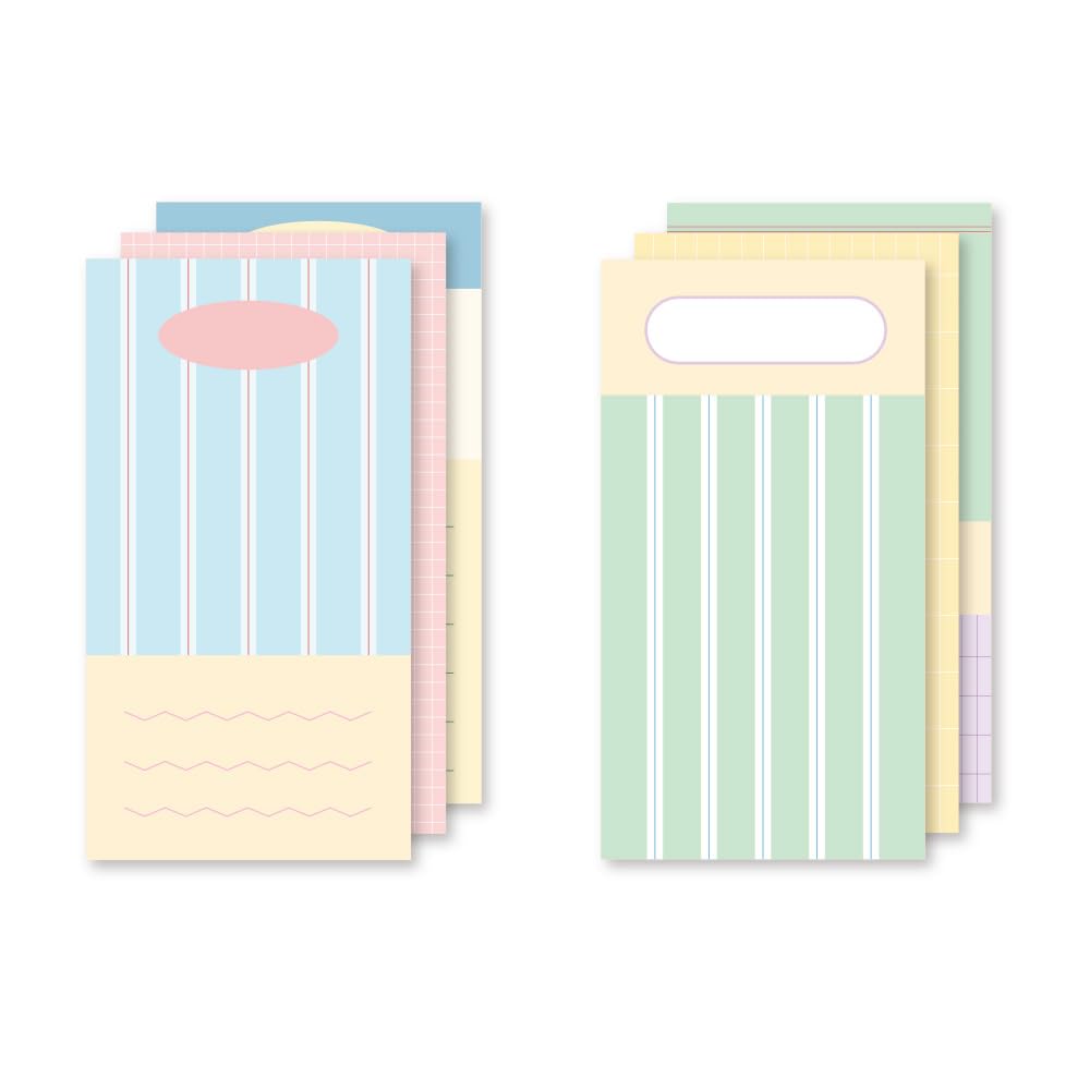 Monolike Memopad Smoothie Ver.3 design SET - 4 Packs, 4 Different Designs, 100 Sheets Per Pad, Total 400 Sheets, Note pads, Writing pads
