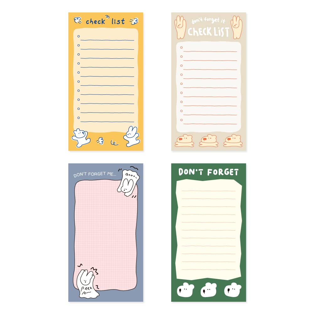 Monolike Memopad Smoothie Ver.3 design SET - 4 Packs, 4 Different Designs, 100 Sheets Per Pad, Total 400 Sheets, Note pads, Writing pads