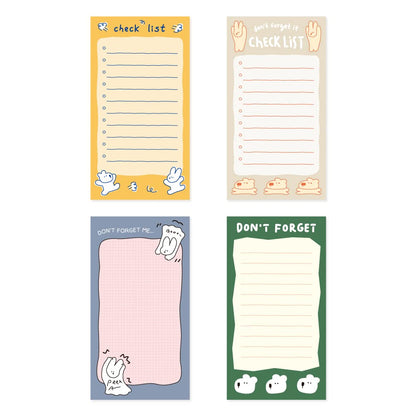Monolike Memopad Smoothie Ver.3 design SET - 4 Packs, 4 Different Designs, 100 Sheets Per Pad, Total 400 Sheets, Note pads, Writing pads
