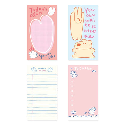 Monolike Memopad Smoothie Ver.3 design SET - 4 Packs, 4 Different Designs, 100 Sheets Per Pad, Total 400 Sheets, Note pads, Writing pads