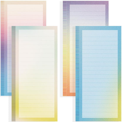 4 Pack Magnetic Notepads for Refrigerator, Full Magnet Back Design Magnetic Memo Pads, 50 Sheets per Note Pads To-Do List, Shopping List (Soft Gradient Style)