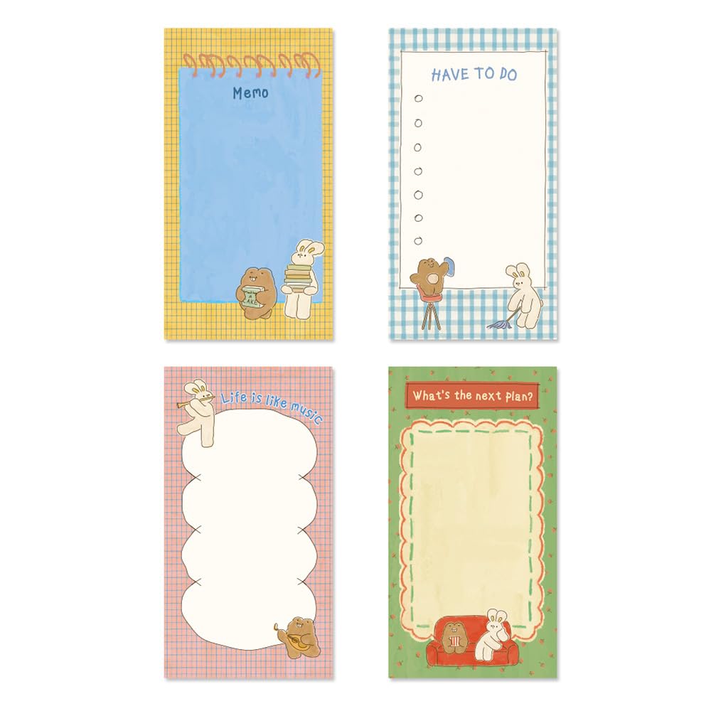 Monolike Memopad Smoothie Ver.3 design SET - 4 Packs, 4 Different Designs, 100 Sheets Per Pad, Total 400 Sheets, Note pads, Writing pads