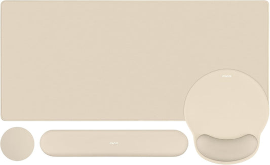 MOSISO Wrist Rest for Mouse Pad Set, Large Gaming Deskpad, Apricot