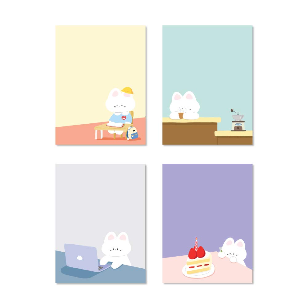 Monolike Memopad Smoothie Ver.3 design SET - 4 Packs, 4 Different Designs, 100 Sheets Per Pad, Total 400 Sheets, Note pads, Writing pads