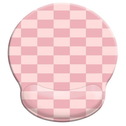 Pink Ergonomic Mouse Pad with Wrist Support, Mouse Pads for Desk with Memory Foam Wrist Rest Non-Slip PU Base for Office Decor Computer Laptop