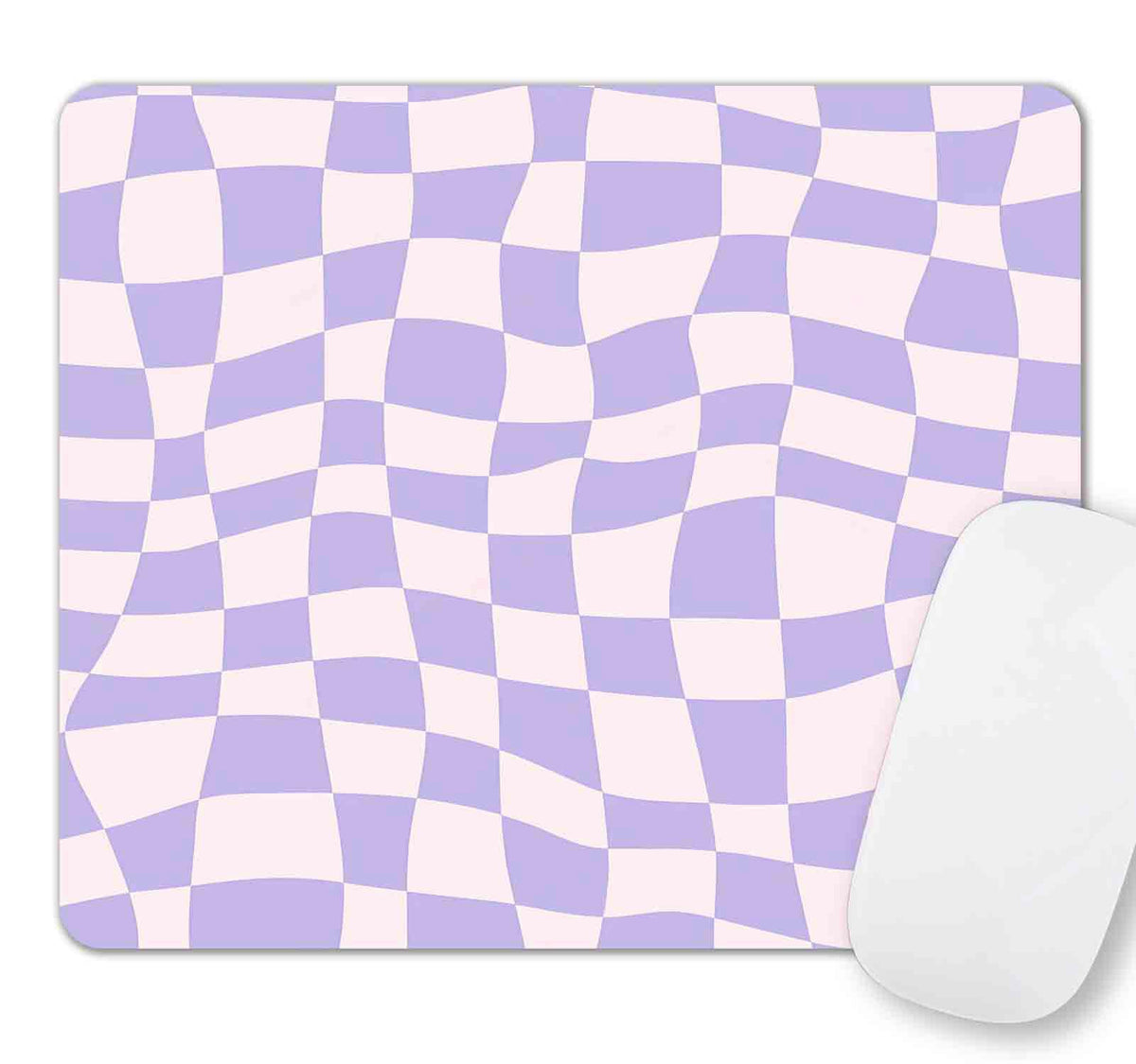 Cute Colorful Checkered Mouse Pad, Retro Purple Pink Blue Green Mousepad, Square Aesthetic Mice Pad Perfect Design for Gaming, Computer,Laptop, Office Work, Non-Slip Rubber Mouse Mat, 9.5x7.9 inch