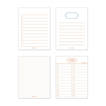 Monolike Memopad Smoothie Ver.3 design SET - 4 Packs, 4 Different Designs, 100 Sheets Per Pad, Total 400 Sheets, Note pads, Writing pads