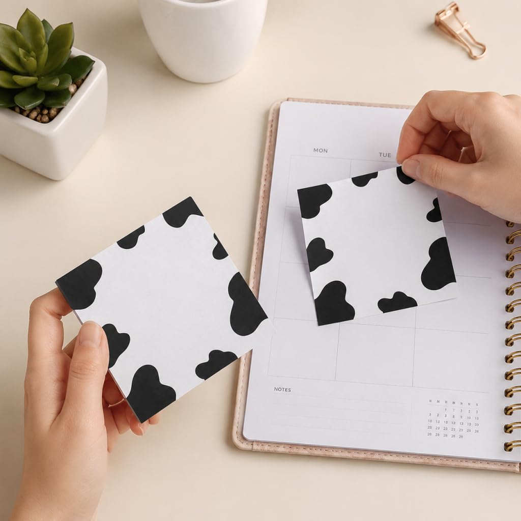 1 Pack Cow Print Memo Notes 3.15 x 3.15 in Cute Notes Blank Memo Pads for Office School Home 50 Sheets per Pad Non-sticky