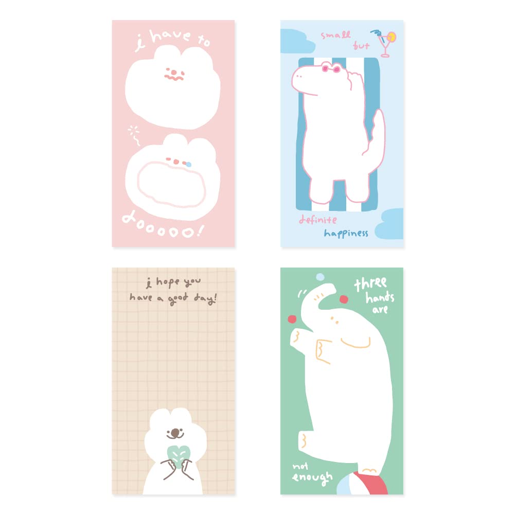 Monolike Memopad Smoothie Ver.3 design SET - 4 Packs, 4 Different Designs, 100 Sheets Per Pad, Total 400 Sheets, Note pads, Writing pads