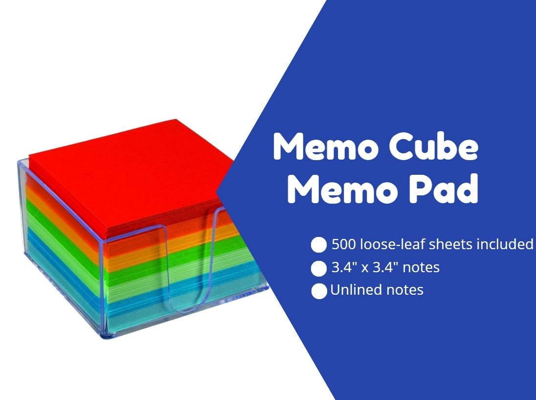 1InTheOffice Memo Cube, Assorted Colors Memo Pad 500 Sheets