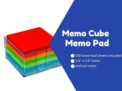 1InTheOffice Memo Cube, Assorted Colors Memo Pad 500 Sheets