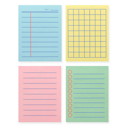 Monolike Memopad Smoothie Ver.3 design SET - 4 Packs, 4 Different Designs, 100 Sheets Per Pad, Total 400 Sheets, Note pads, Writing pads