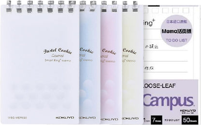 KOKUYO Small Notebooks, 4 Pack 3"x5" Pocket Refillable Spiral Notepads 20 Blank Sheets Each and Extra 50 To-do List Sheets, Little Mini Notebook with PVC Cover to Stay Organized for Work or School