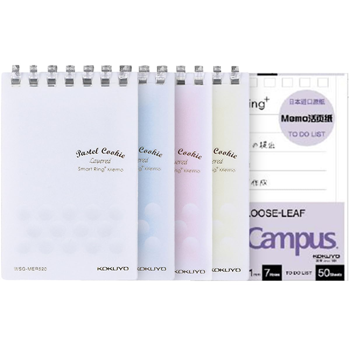 KOKUYO Small Notebooks, 4 Pack 3"x5" Pocket Refillable Spiral Notepads 20 Blank Sheets Each and Extra 50 To-do List Sheets, Little Mini Notebook with PVC Cover to Stay Organized for Work or School