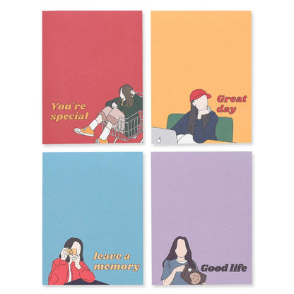 Monolike Memopad Smoothie Ver.3 design SET - 4 Packs, 4 Different Designs, 100 Sheets Per Pad, Total 400 Sheets, Note pads, Writing pads