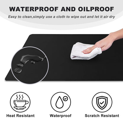 31.5" x 15.7" Waterproof Fabric Desk Pad Large Mouse Pad Office Game, Black