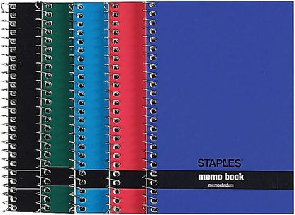 Staples Memo Pads, 4x6 Inch, College Ruled, Assorted Colors, 5-Pack