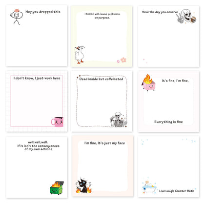 Gothic Sticky Notes 3x3 Dark Style Stationery 9-Pack