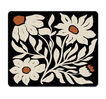 Square Cute Mouse Pad Daisy, Boho Floral Flower Mouse Pads for Desk, Non-Slip Rubber Beige Mousepad Washable Cloth, Minimal Computer Pad Decor Gifts, Coworker Gift for Girls Kids Women, 9.5x7.9 inch