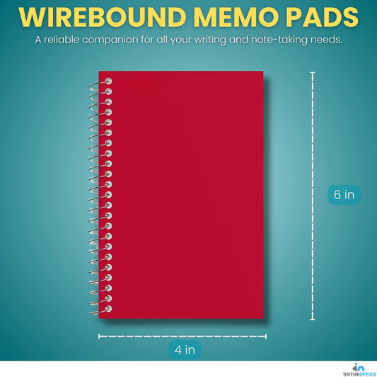 1InTheOffice Notepads 4x6 College Ruled, Assorted colors, 50 sheets/pad, 5 pack