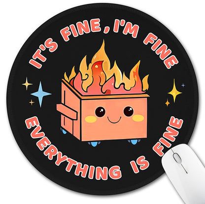 Hancynir Funny Mouse Pad for Desk, Cute Dumpster on Fire Round Mousepad