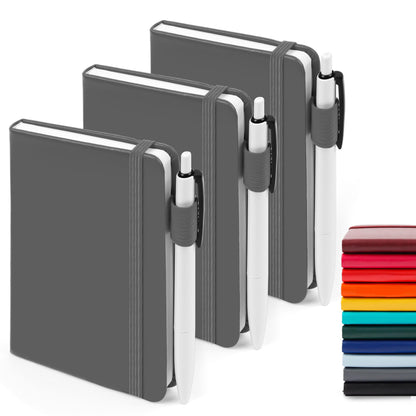 feela 3 Pack Pocket Small Notebook Journals, Mini Cute Hardcover College Ruled Notepad Women Office Supplies, with 3 Black Pens, 3.5”x 5.5”, A6, Pastel Colors, Light Blue, Light Purple, Light Green