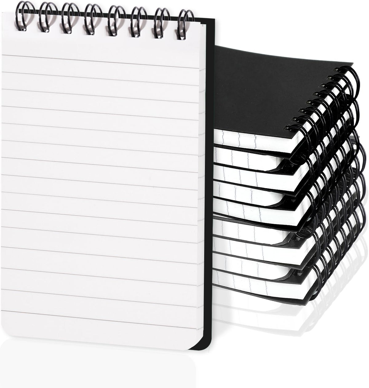 Thboxes 8 Pack Pocket Notebooks, 3 X 5 Spiral Notepads, Black