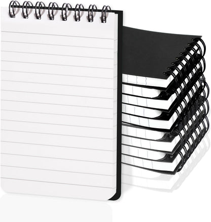 Thboxes 8 Pack Pocket Notebooks, 3 X 5 Spiral Notepads, Black