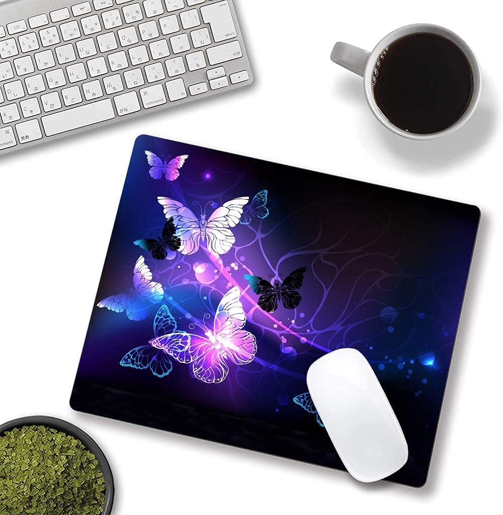 Mouse Pad Purple Butterflies Mouse Mat for Desk Laptop Computer