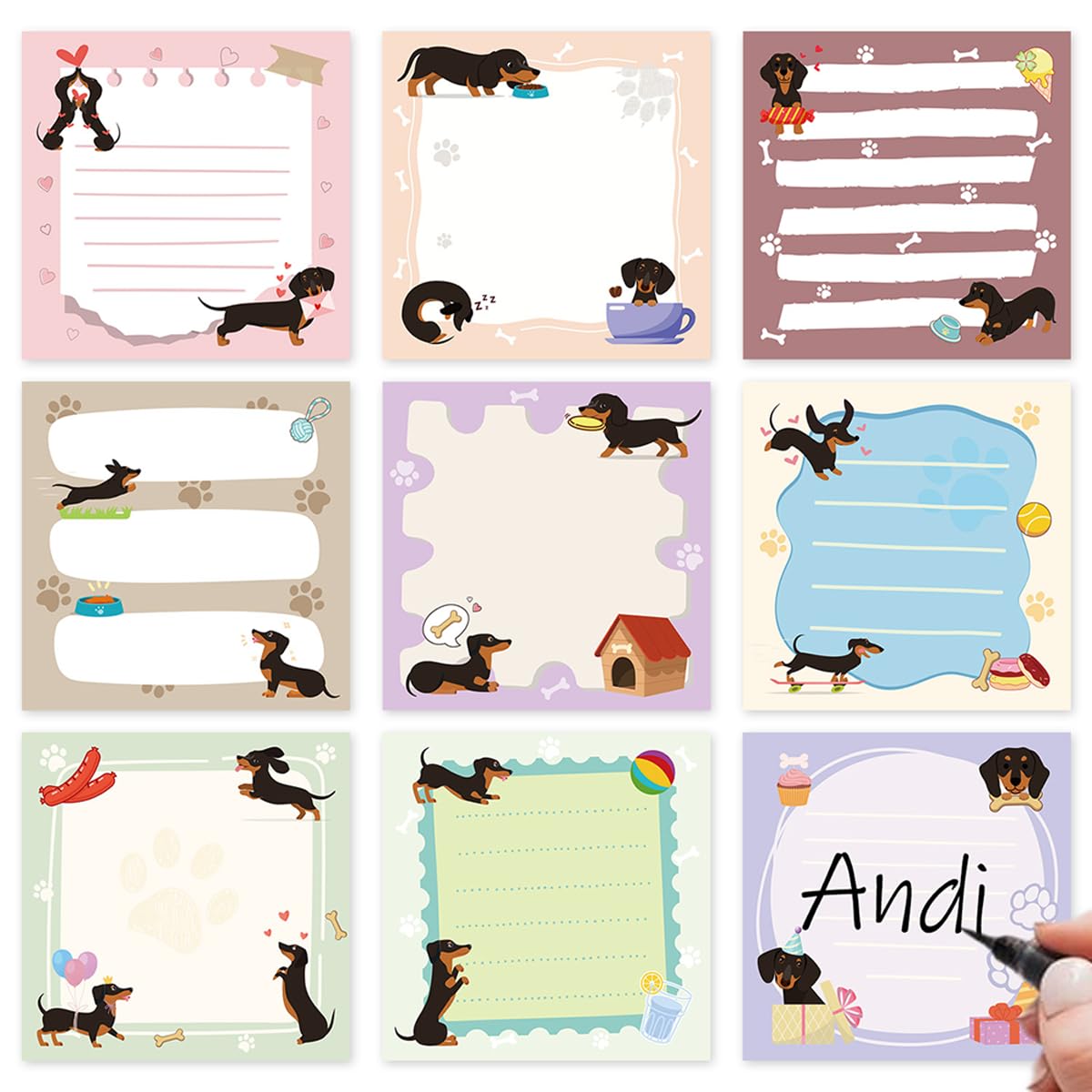 Gothic Sticky Notes 3x3 Dark Style Stationery 9-Pack